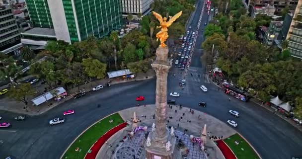 Mexico City Aerial V33 Birds Eye View Fly Iconic Victory — Video Stock