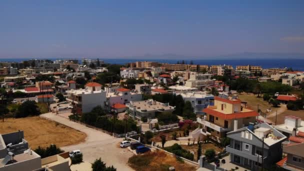 Aerial View Hotels Apartments Ialysos Town Rhodes Greece Summer Drone — Vídeos de Stock