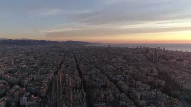 Αεροφωτογραφία Της Υπέροχης Πόλης Της Βαρκελώνης Ισπανία — Αρχείο Βίντεο