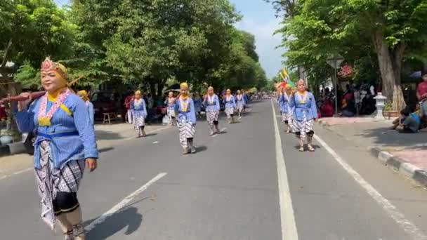 Parade Royal Soldiers Bregodo Historical Costumes Celebration Founding City Bantul — Wideo stockowe