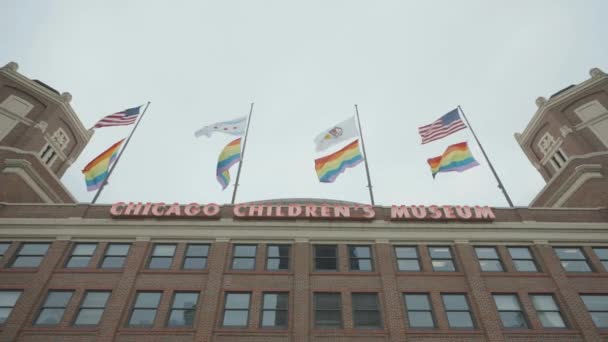 Rainbow Flag Lgbt Community American National Illinois State Chicago City — Vídeo de stock
