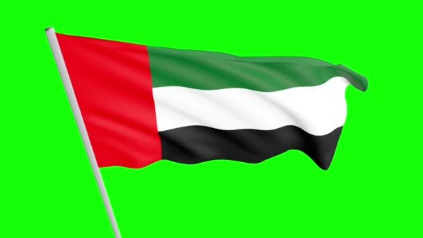 National Flag Uae Top View Waving Wind Green Screen Alpha — Vídeos de Stock