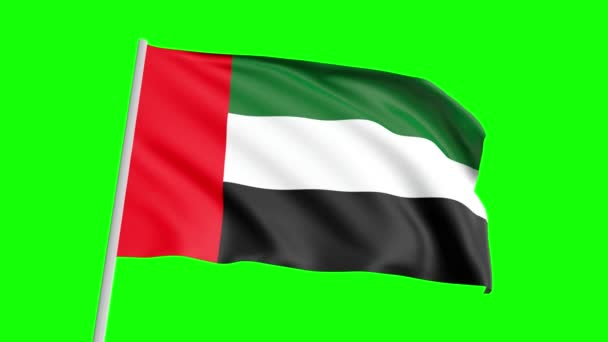 National Flag Uae Sky View Waving Wind Green Screen Alpha — Stok video