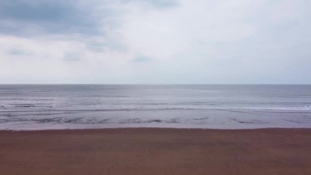 Drone Shot Waves Crashing Beach North Sea — стокове відео