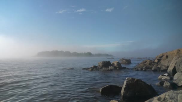 Scenic View Rocky Helsinki Archipelago Islands Fog — Video Stock