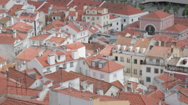 View Tiled Rooftops Buildings Lisbon Portugal — Wideo stockowe