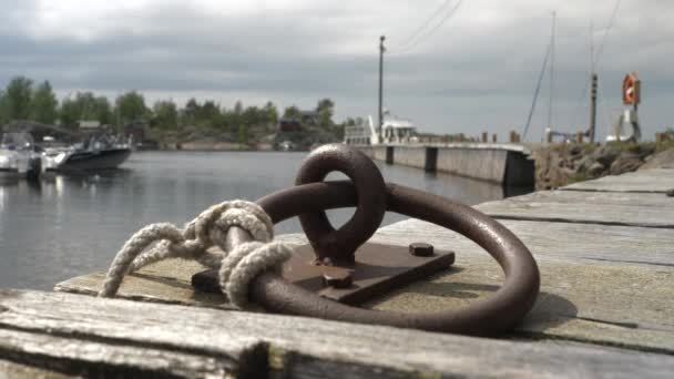 Maritime Details Norwegian Boat Jetty Cloudy Summer Day — Stockvideo