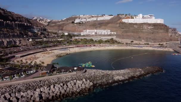 Amadores Beach Grand Canary Island Vista Drone Movimento Horizontal — Vídeo de Stock