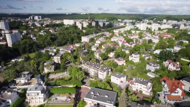Aerial View Boulevard District Gdynia Luxury Houses Neighborhood — Stock video
