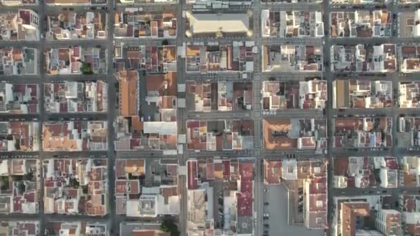 Aerial Topdown View Szimmetrikus Városi Rács Felé Vila Real Santo — Stock videók