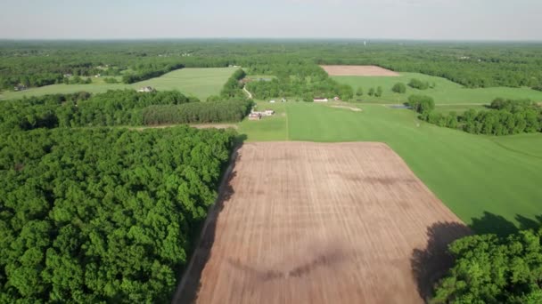 Aerial View Agricultural Field Different Cultures Colors — Stockvideo