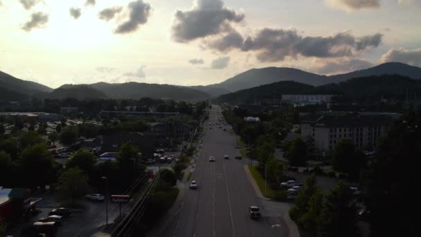 Sunset Blowing Rock Road Aerial Boone North Carolina — ストック動画
