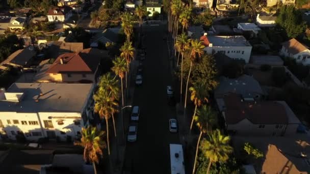 Beautiful Golden Hour Drone Shot Los Angeles California Neighborhood Showing — 비디오