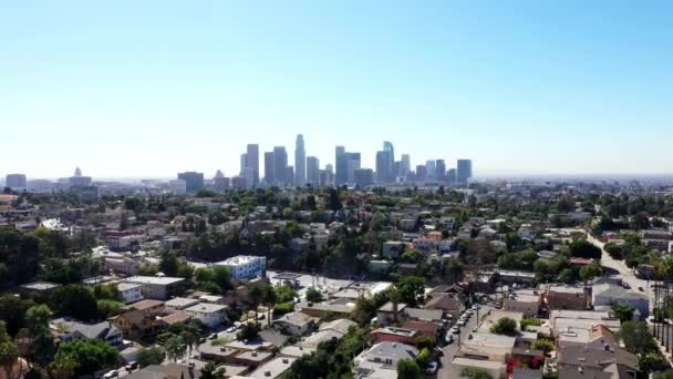 Beautiful Drone Shot Los Angeles California Showing Downtown Skyline — Vídeo de stock