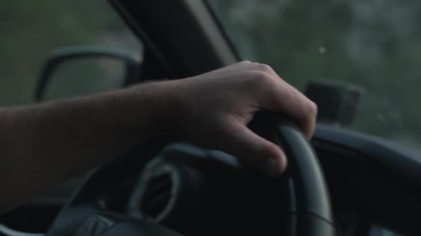 Hand Steering Wheel Driving Truck Dirt Road Toyota Tacoma Driving — Vídeos de Stock