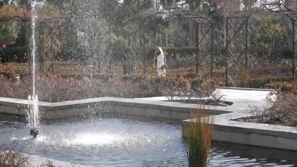 Two Woman Walking Rosaleda Rose Garden Retiro Park Madrid Wearing — Vídeos de Stock