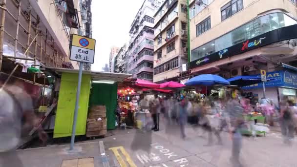 Motion Blur Time Lapse Yuen Retail Street Market Mong Kok — Vídeos de Stock