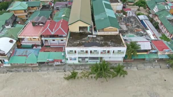 Aerial Drone View Coastline Houses Buildings Puerto Galera Philippines — Vídeo de Stock