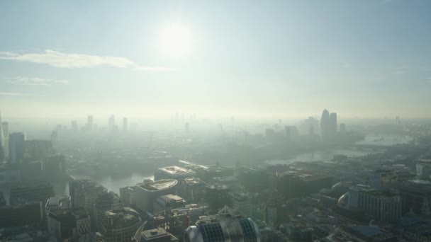 Foggy Mattina Aerea Del Centro Londra Con Walkie Talkie Shard — Video Stock