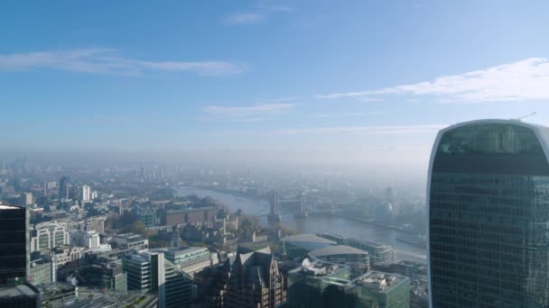 Aereo Dello Skyline Londra Con Torre Londra Tamigi Tower Bridge — Video Stock