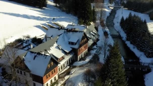 Montagnes Bielice Hiver Rivière Ladecka Pologne — Video