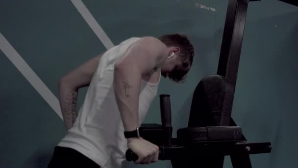 Slow Controlled Dips Shot Comerical Gym Part Push Workout — Vídeo de Stock