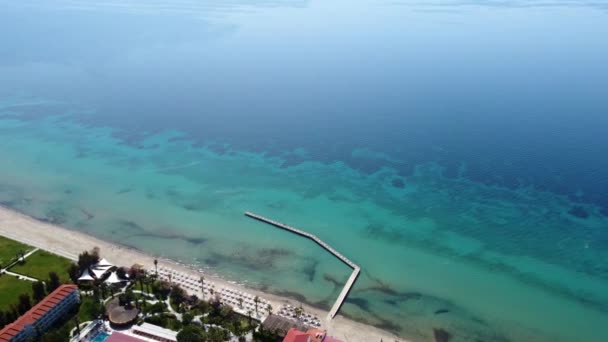 Aerial View Pier Crystalline Ocean Kusadasi Resort Aegean Coast Turkey — Stockvideo