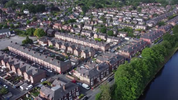 Aerial View Flying Wealthy Cheshire Real Estate Housing Property Zoom — Vídeos de Stock
