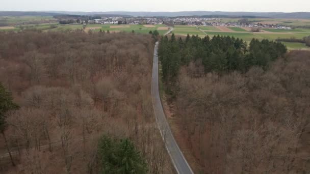 Aerial Approach Empty Countryside Highway One Oncoming Car Driving Out — Stock video