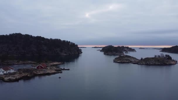 Evening Aerial Flying Ocean Surface Lillesand Norway Horizon North Sea — Video Stock