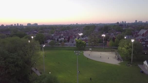 Baseball Game Aerial Shot Evening — Vídeos de Stock