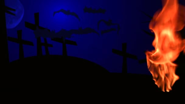 Bats Torch Cross What Else Missing Celebrate Happy Halloween — Vídeos de Stock