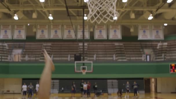 Woman Basketball Player Shoots Ball Basket Layup Practice — Video