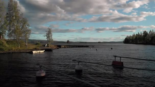 Empty Small Boat Harbor Windy Day — Stockvideo