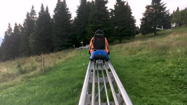 Rollercoaster Train Going Hill — Vídeos de Stock