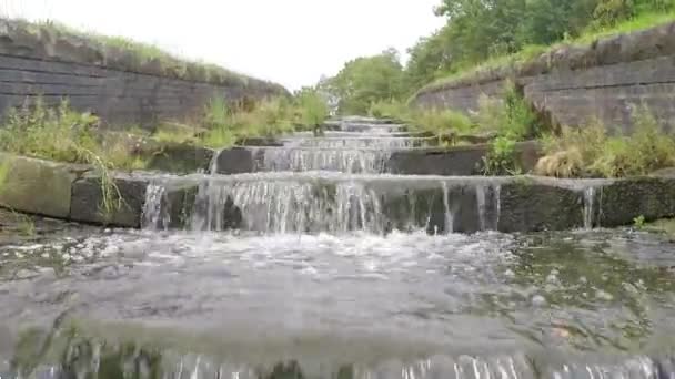 Dam Waterway Flowing Water Background — Stock Video