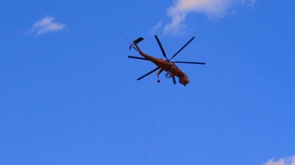 Helicopter Crane Cable — Stockvideo