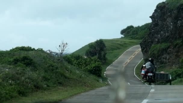 Tricycle Mountain Road View Car Batanes Philippines — Stockvideo