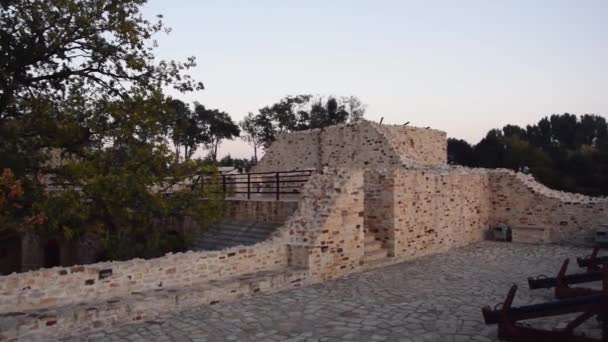 Brick Wall Top Medieval Fortress Suceava City Romania View Stephen — Stockvideo