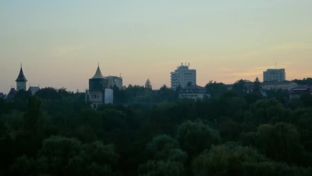 Panoramic View Sunset City — Stockvideo
