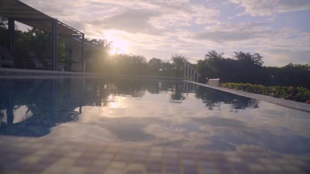 Luxurious View Swimming Pool Sunset Nature Environment Boca Chica Panama — Vídeo de stock