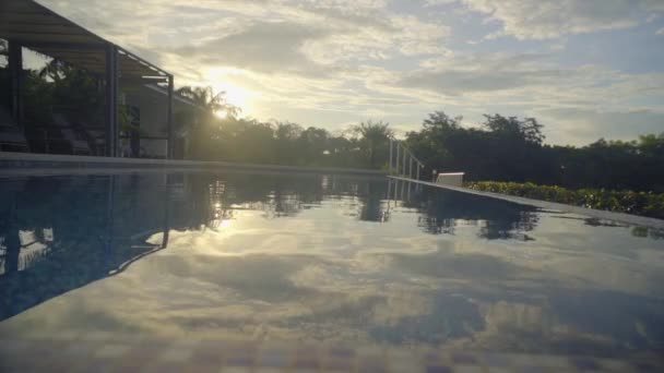 Beautiful Still View Luxurious Swimming Pool Boca Chica Panama Sunset — стокове відео