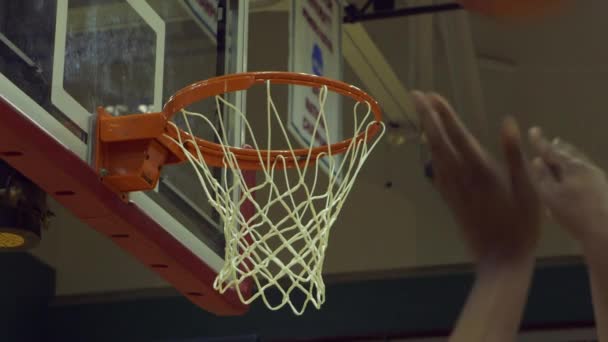 Basketballs Shot Hoop Practice Low Angle Closeup — Stock Video