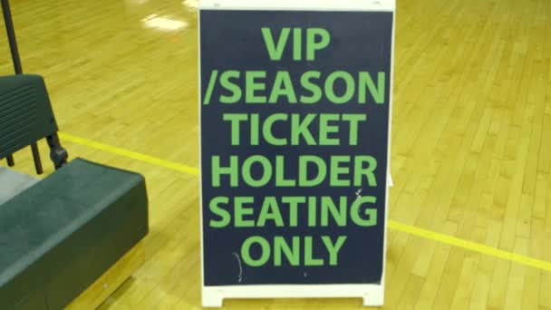 Vip Season Ticket Holder Seating Sign Basketball Game — Stock Video