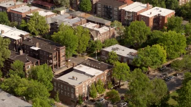 Aerial Flyover Historic Residential Neighborhood Demun Louis Missouri — Αρχείο Βίντεο