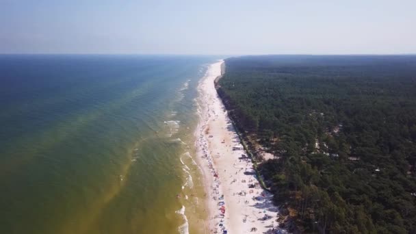 Drone Footage Sandy Beach Sunny Summer Day Baltic Sea Poland — Vídeo de stock