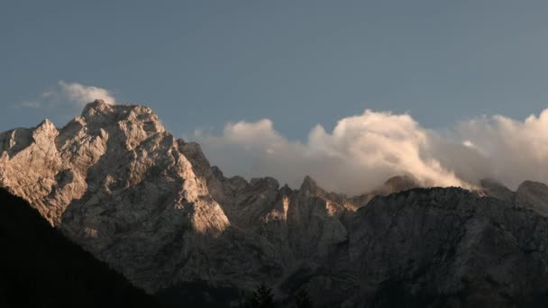 Time Lapse Clouds Mountain Peak Sunset Ojstrica Kamnisko Savinjske Alpe — Stock video