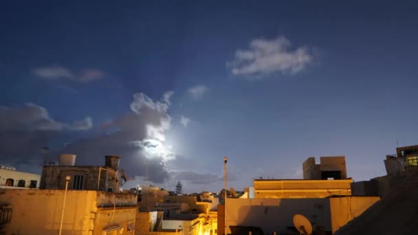 Time Lapse Noapte Plină Lună Video Malta Terasa Mea — Videoclip de stoc