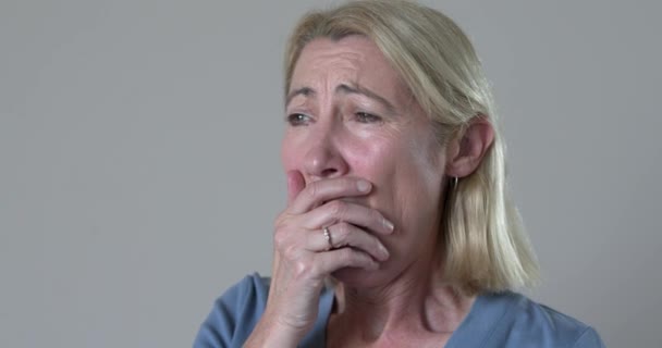 Woman Closeup Yawning Being Tired Overworked — Αρχείο Βίντεο
