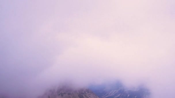 Wide Shot Aerial Drone View Retezat Mountains Romania Seen Fog — 비디오